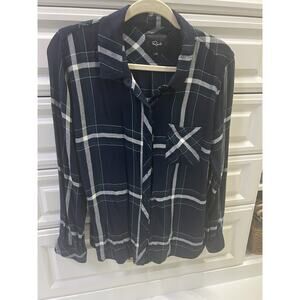 Rails Navy Plaid Button Up - Super Soft - Size Medium
